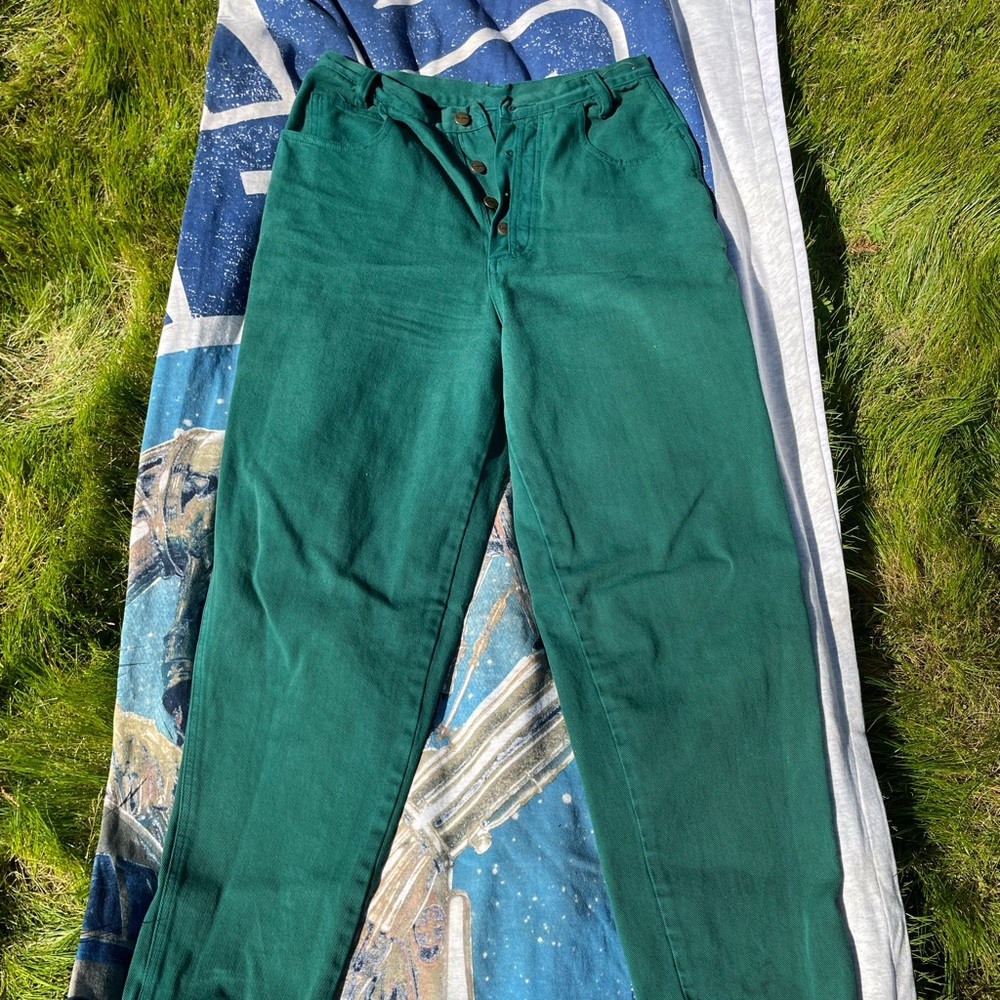 green high waisted mom jeans